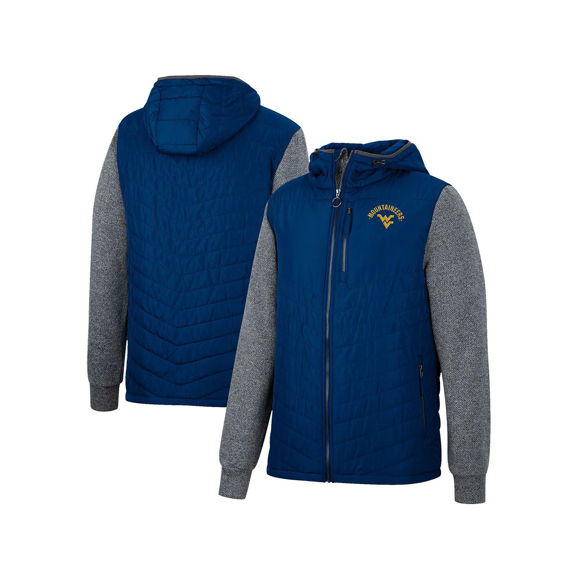 Men's Colosseum Navy West Virginia Mountaineers Course Herringbone Full-Zip Hoodie, Size: Medium, Blue Product Image