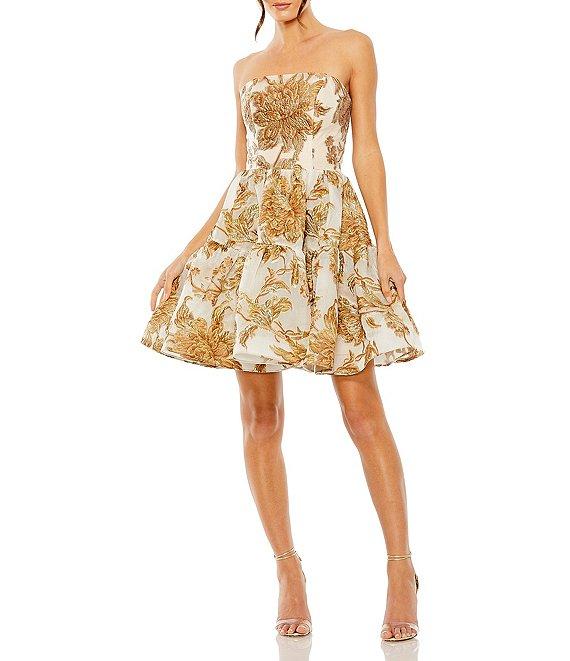 Mac Duggal Brocade Strapless Fit and Flare Mini Dress Product Image