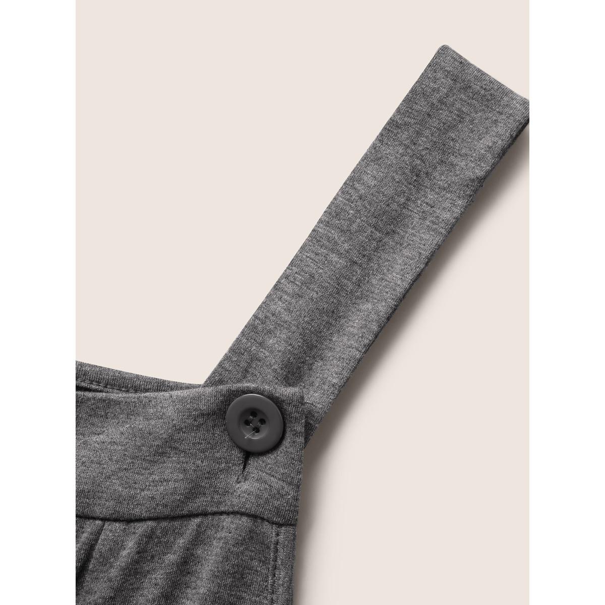 Plus Size DimGray Square Neck Patched Pocket Pleated Carrot Jumpsuit Women Casual Sleeveless Square Neck Everyday Loose Jumpsuits BloomChic 28/5X Product Image