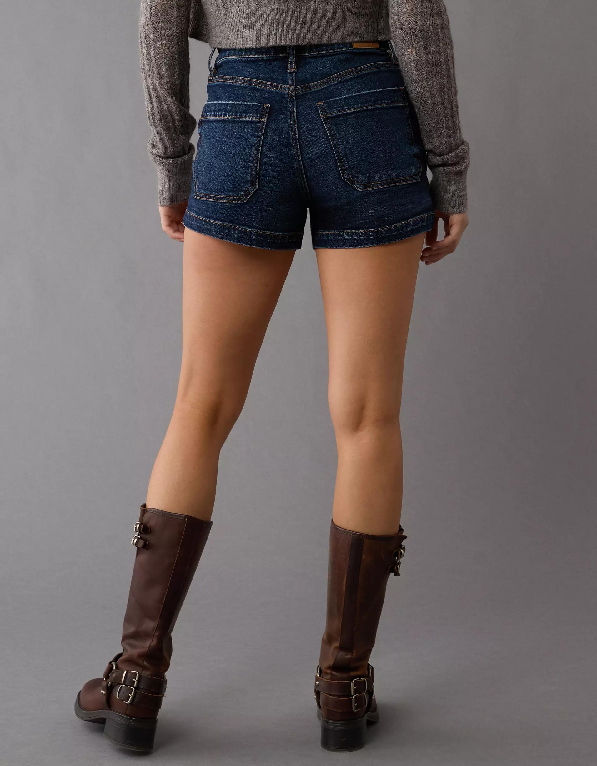 AE Strigid Super High-Waisted Relaxed Denim Short Product Image