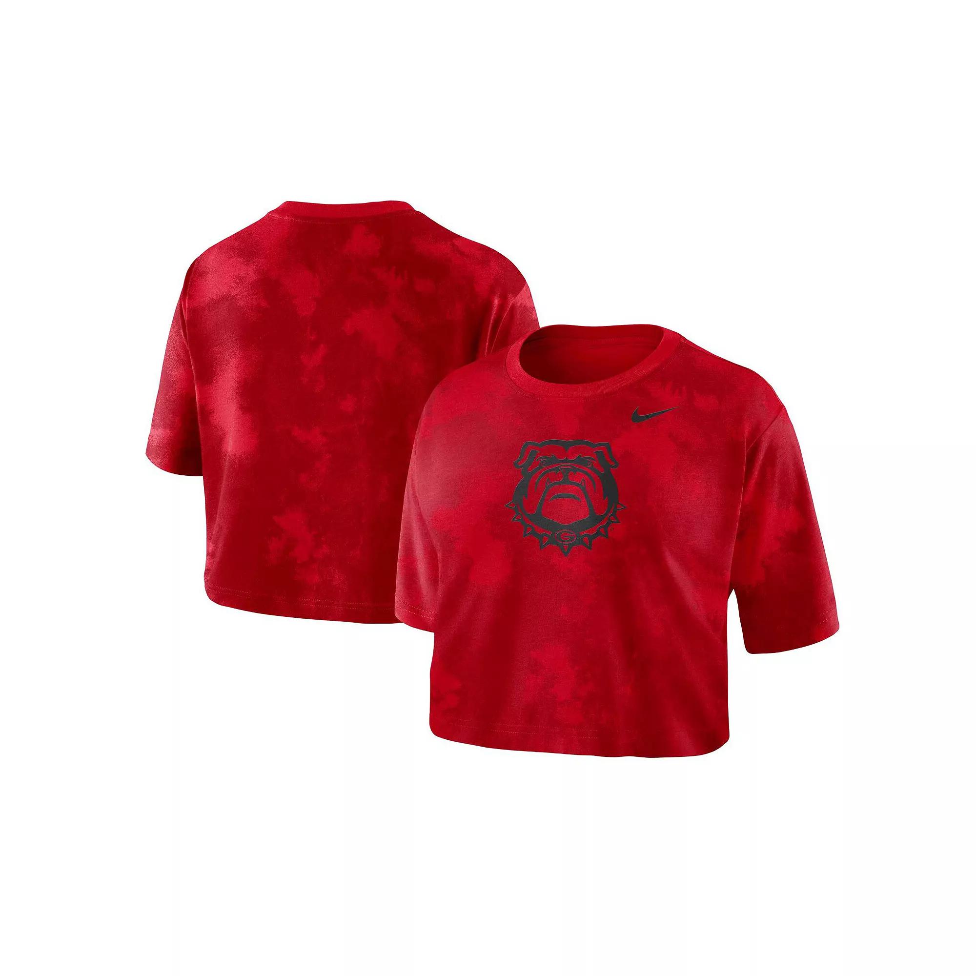 Women's Nike Red Georgia Bulldogs Tie-Dye Cropped T-Shirt, Size: XS Product Image