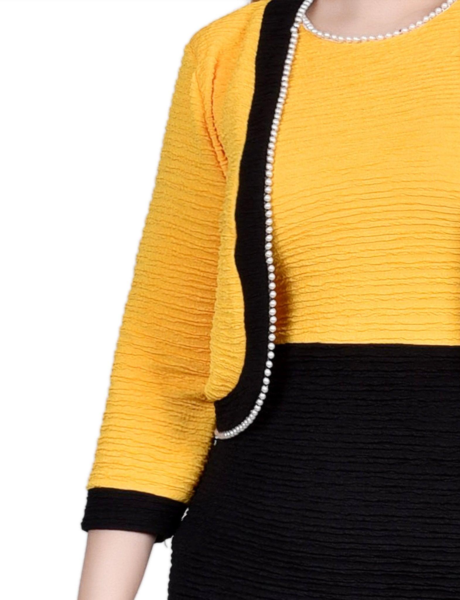 Black Lemon 3/4 Sleeve Textured Knit 2 Piece Dress Set - Petite Product Image