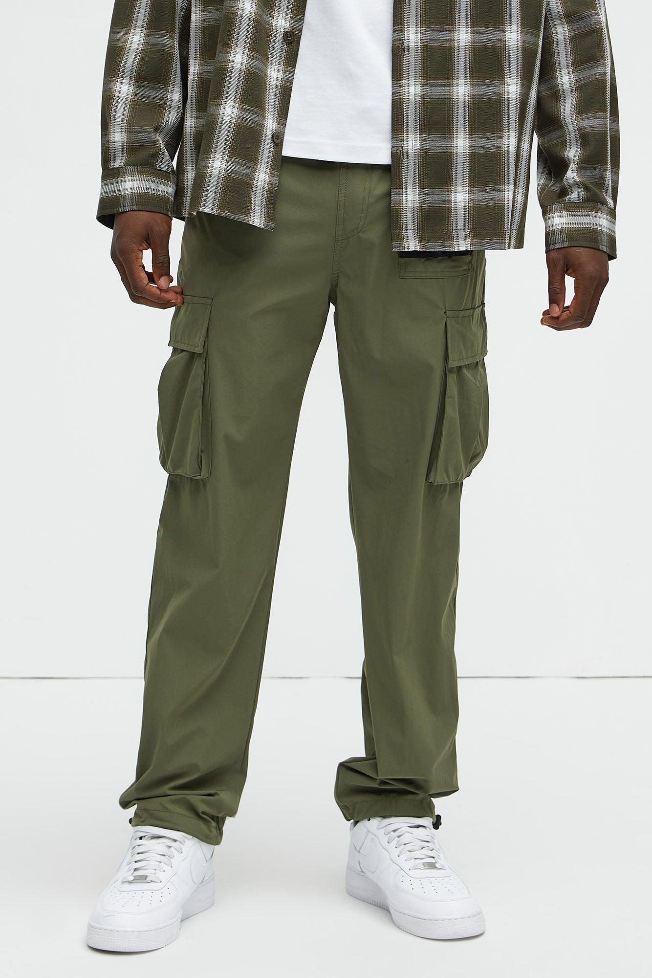 Put Me On Something Slim Nylon Cargo Pants - Olive Product Image