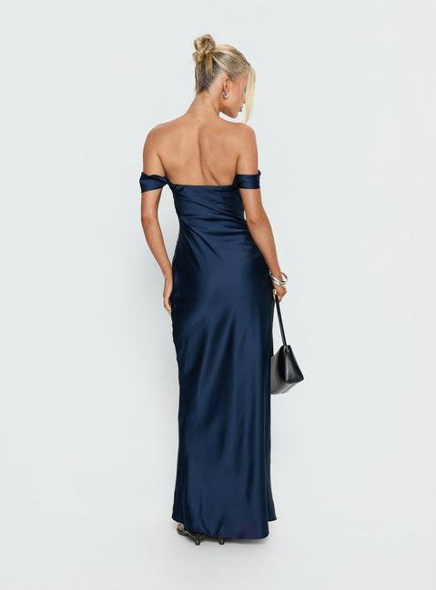 Azura Off The Shoulder Maxi Dress Navy Product Image
