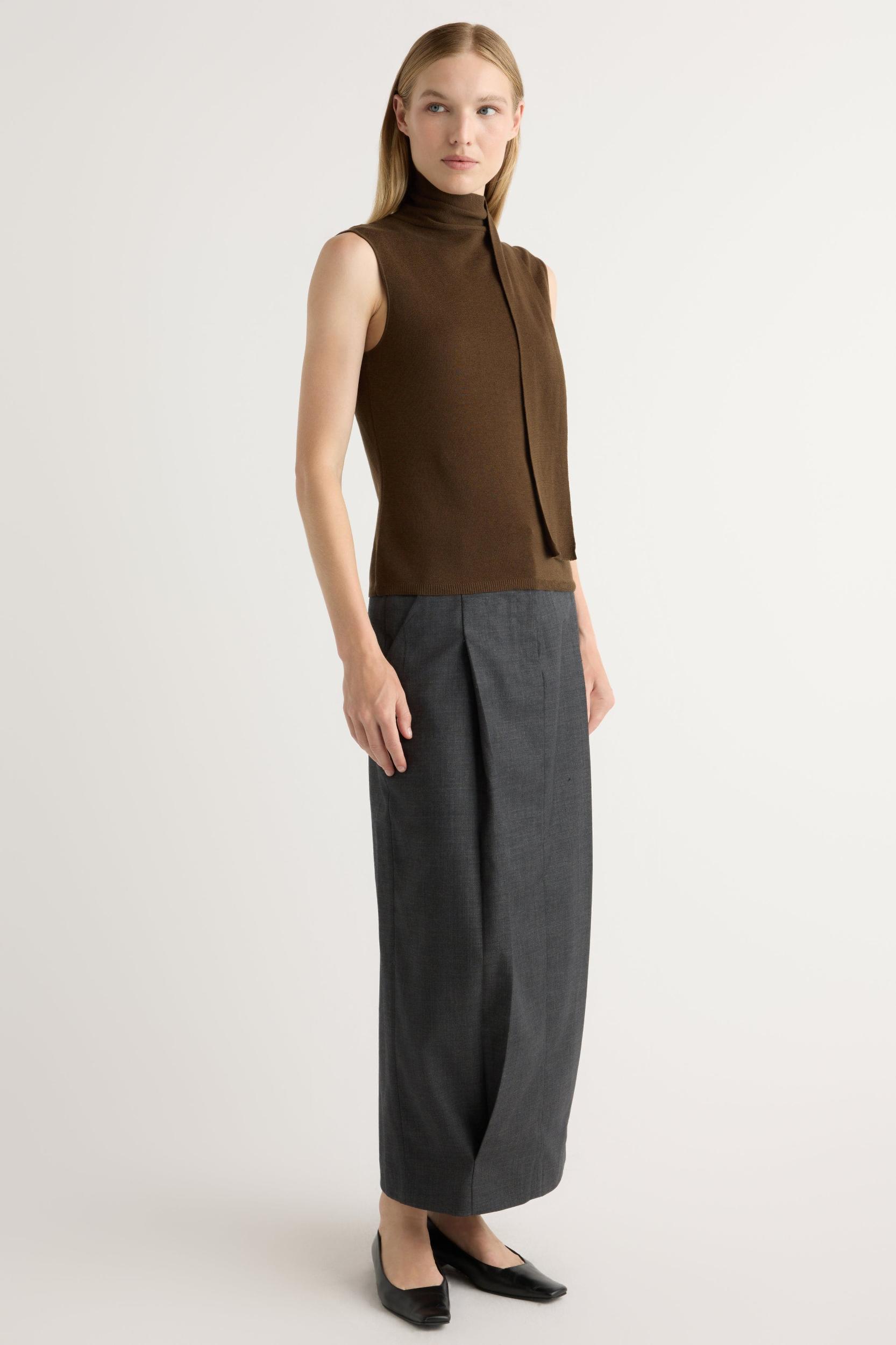 Demi Scarf-Neck Cotton-Silk Knit Top Product Image