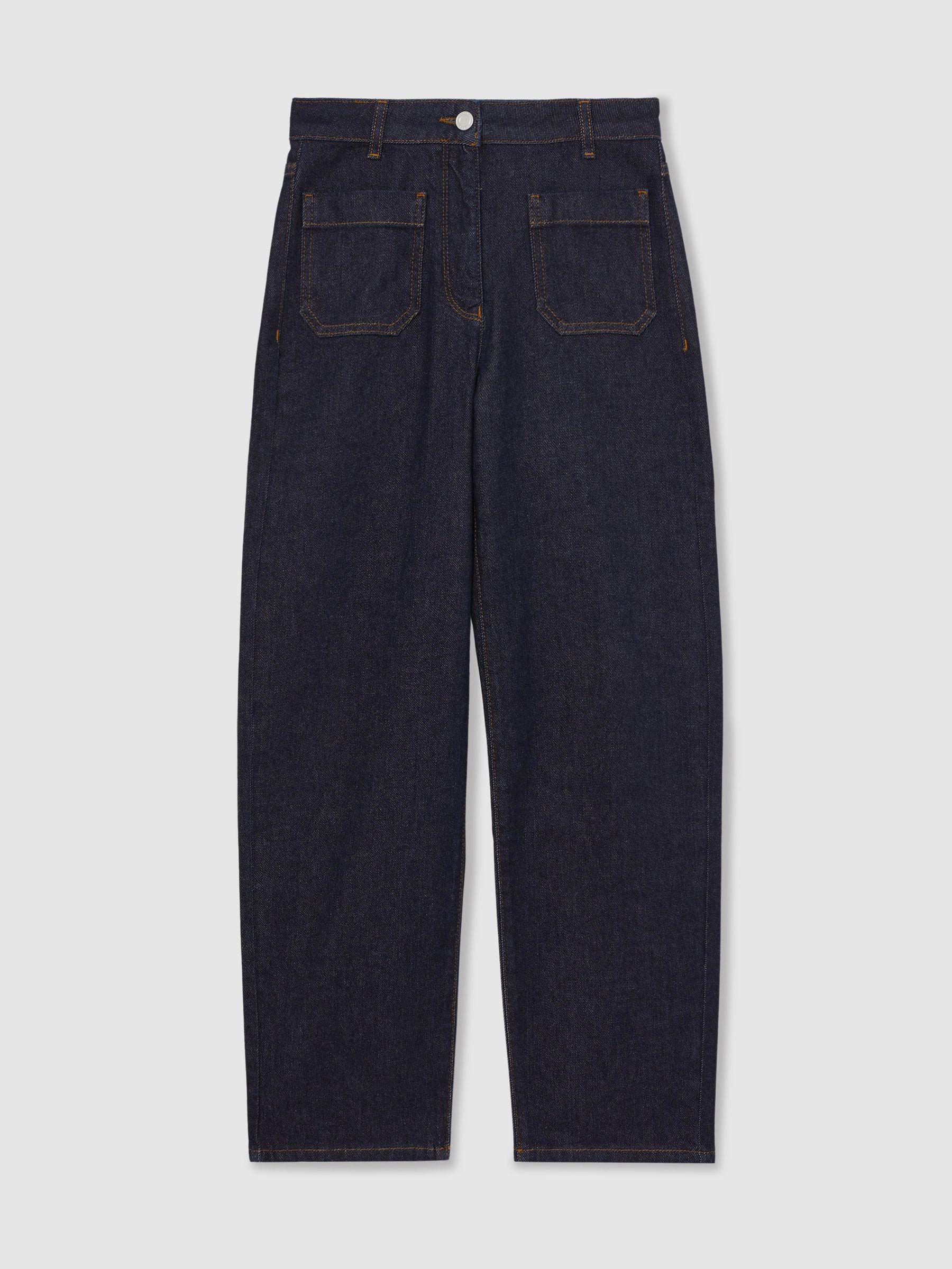 Straight-Leg Patch-Pocket Jeans in Dark Blue Product Image