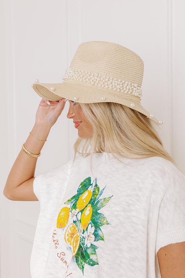 Charming Glance Pearl Embellished Raffia Woven Fedora Product Image