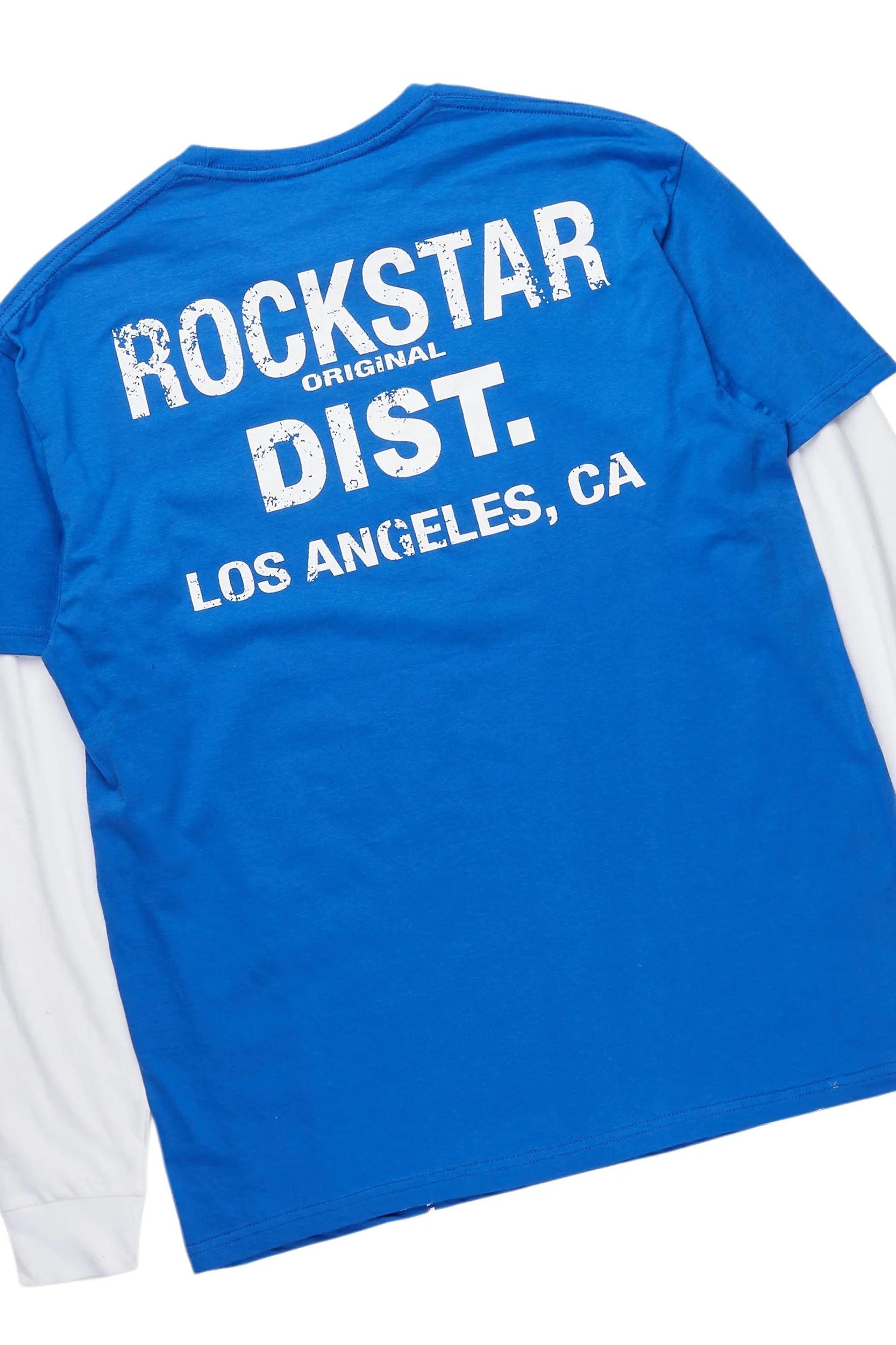 Aliyas White/Royal Double Layer T-Shirt/Baggy Pant Set Male Product Image