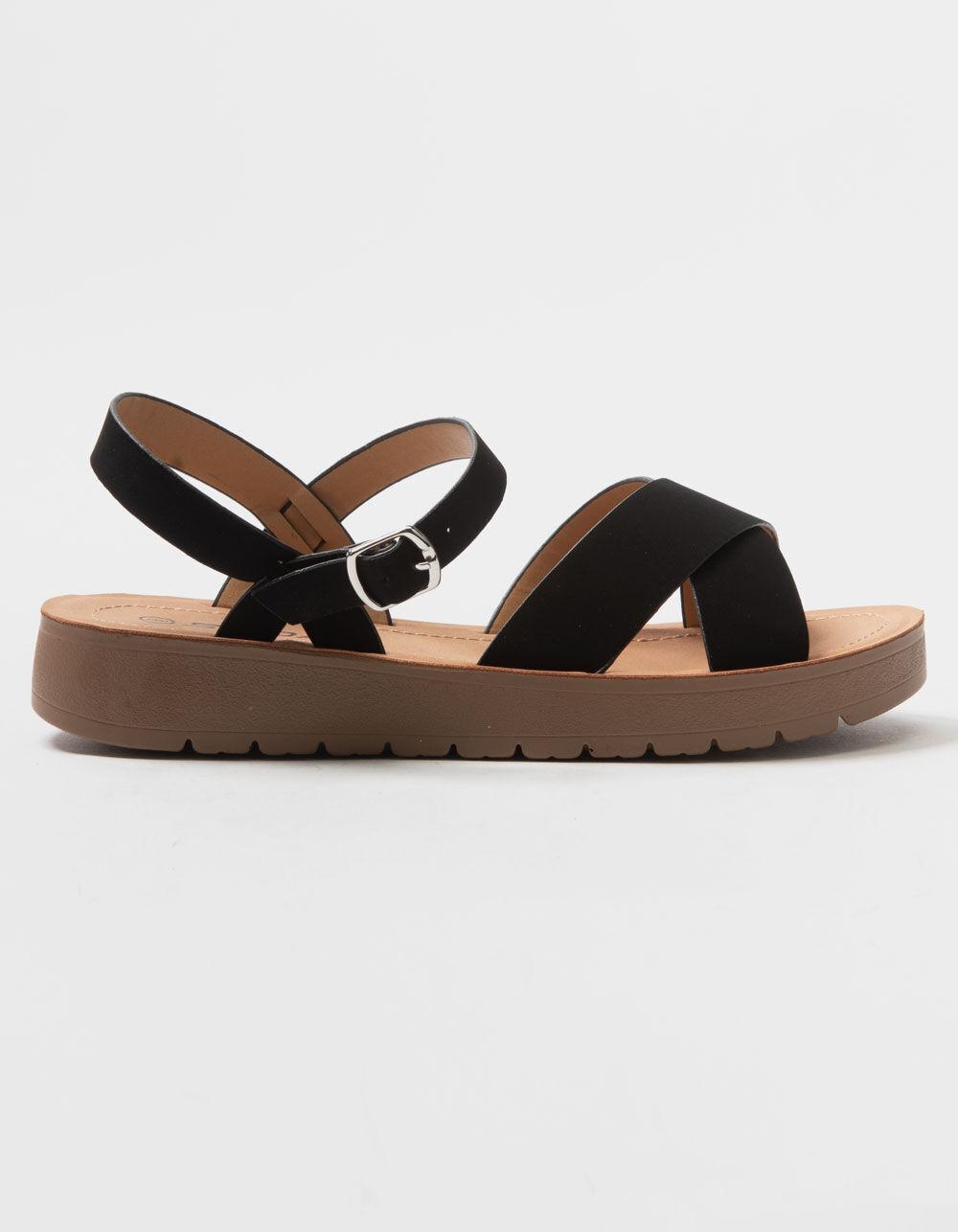 SODA Ankle Strap Womens Mini Flatform Sandals - BLACK Product Image