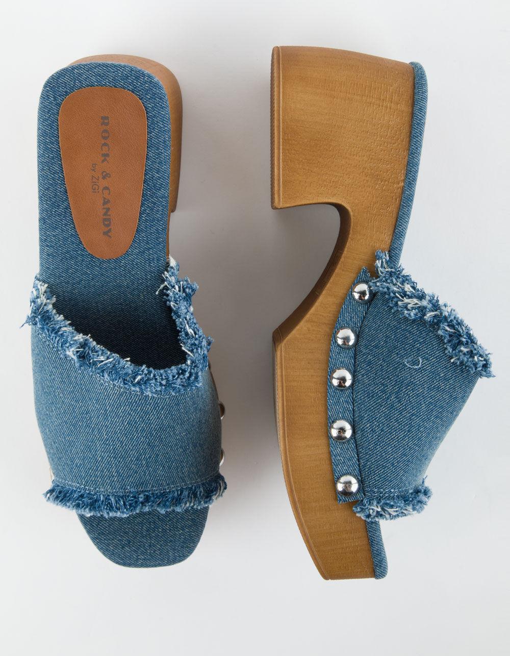 ROCK & CANDY Noelia Womens Platform Slide Sandals - BLUE DENIM Product Image
