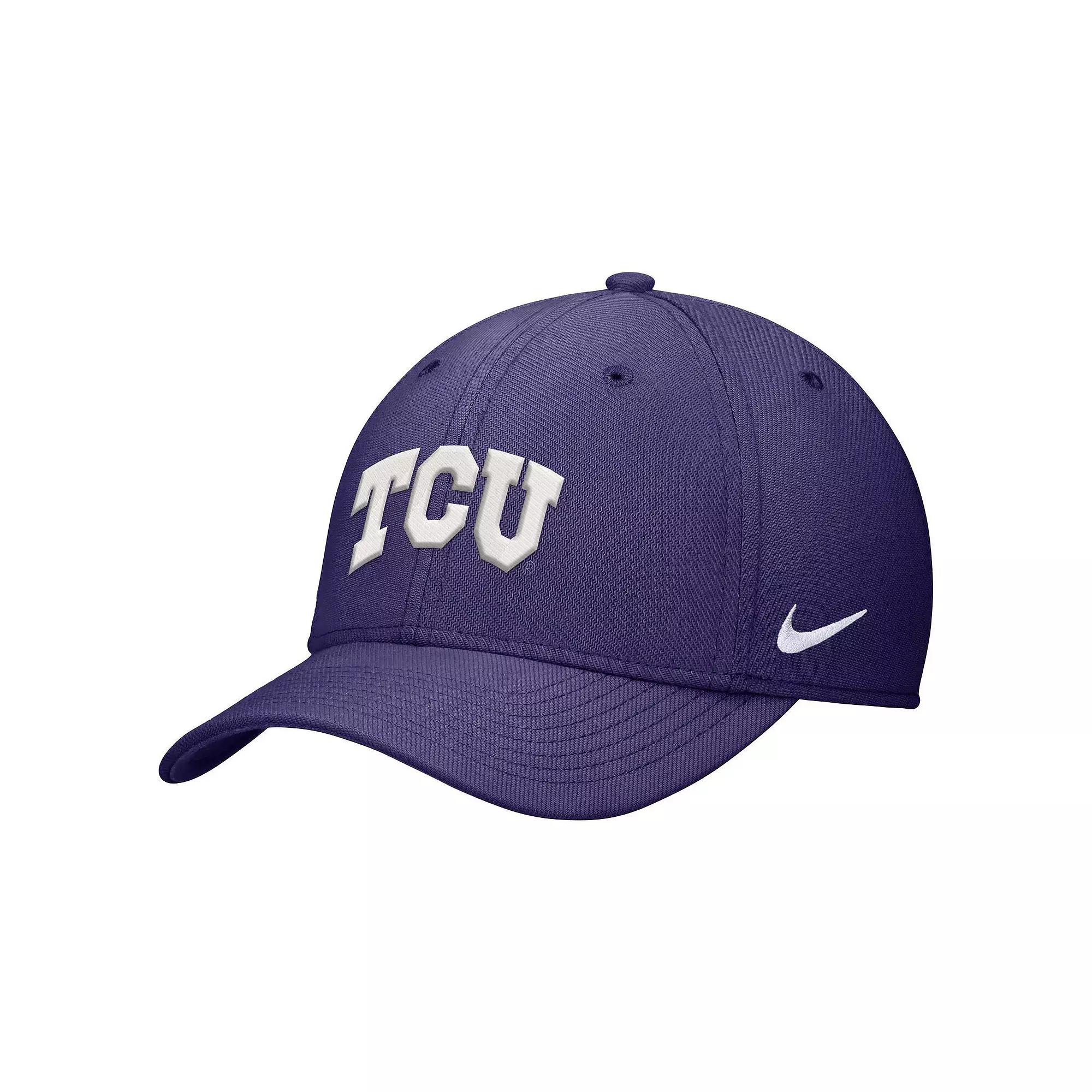 Men's Nike Purple TCU Horned Frogs 2024 Sideline Rise Swoosh Flex Hat, Size: Medium/Large Product Image