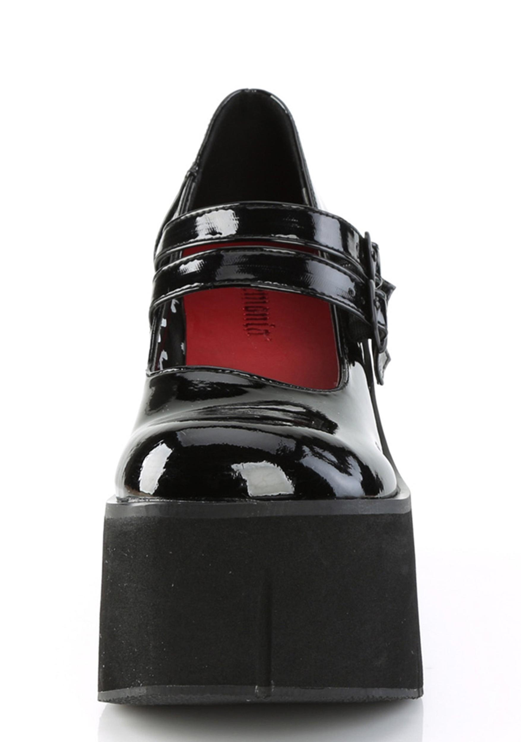 Demonia Kera 8 Patent Platform Mary Janes - Black Product Image