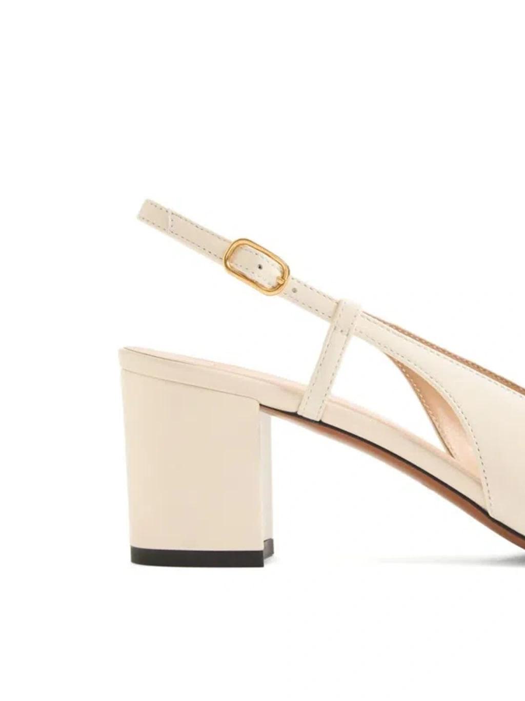 VALENTINO GARAVANI Leather Vlogo Signature Pumps With Slingback Strap In Neutral Product Image