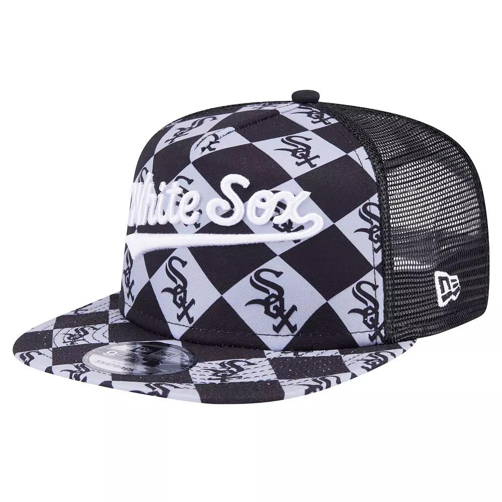 Men's New Era Black Chicago White Sox Seeing Diamonds A-Frame Trucker 9FIFTY Snapback Hat Product Image