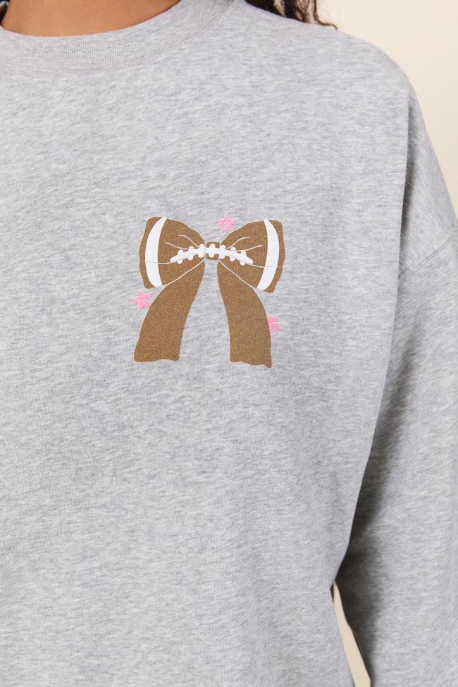 Football Bow Light Grey Graphic Sweatshirt DOORBUSTER Product Image