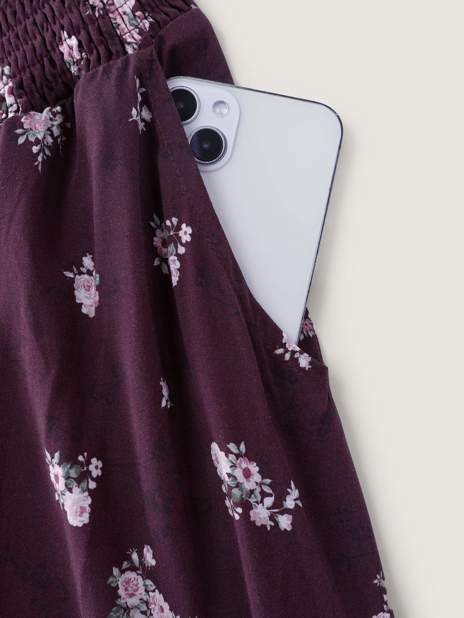 Floral Shirred Waist Tiered Maxi Skirt Female Product Image