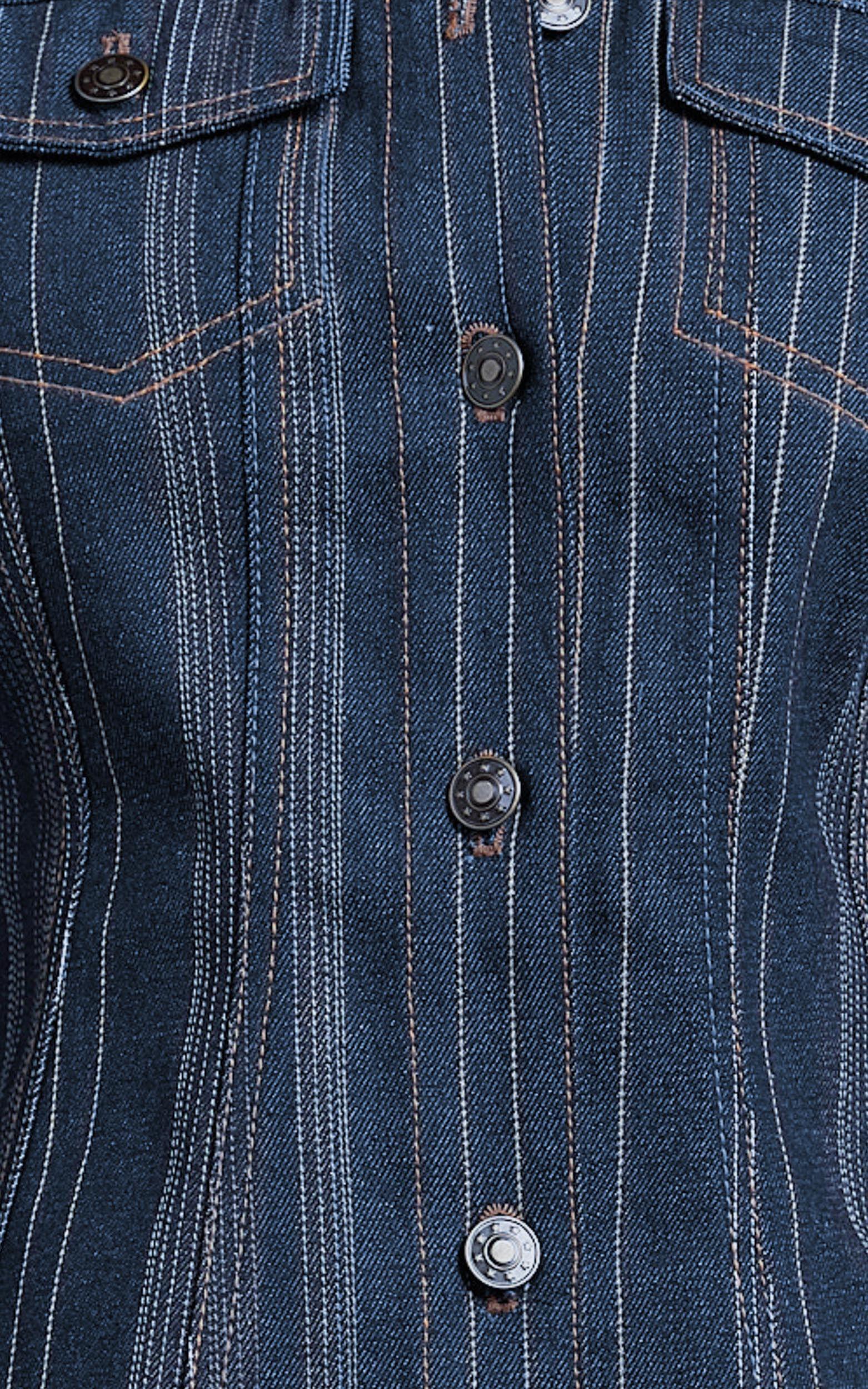 Lioness - Rider Denim Jacket with Hardware Buttons in Deni Stripe Product Image
