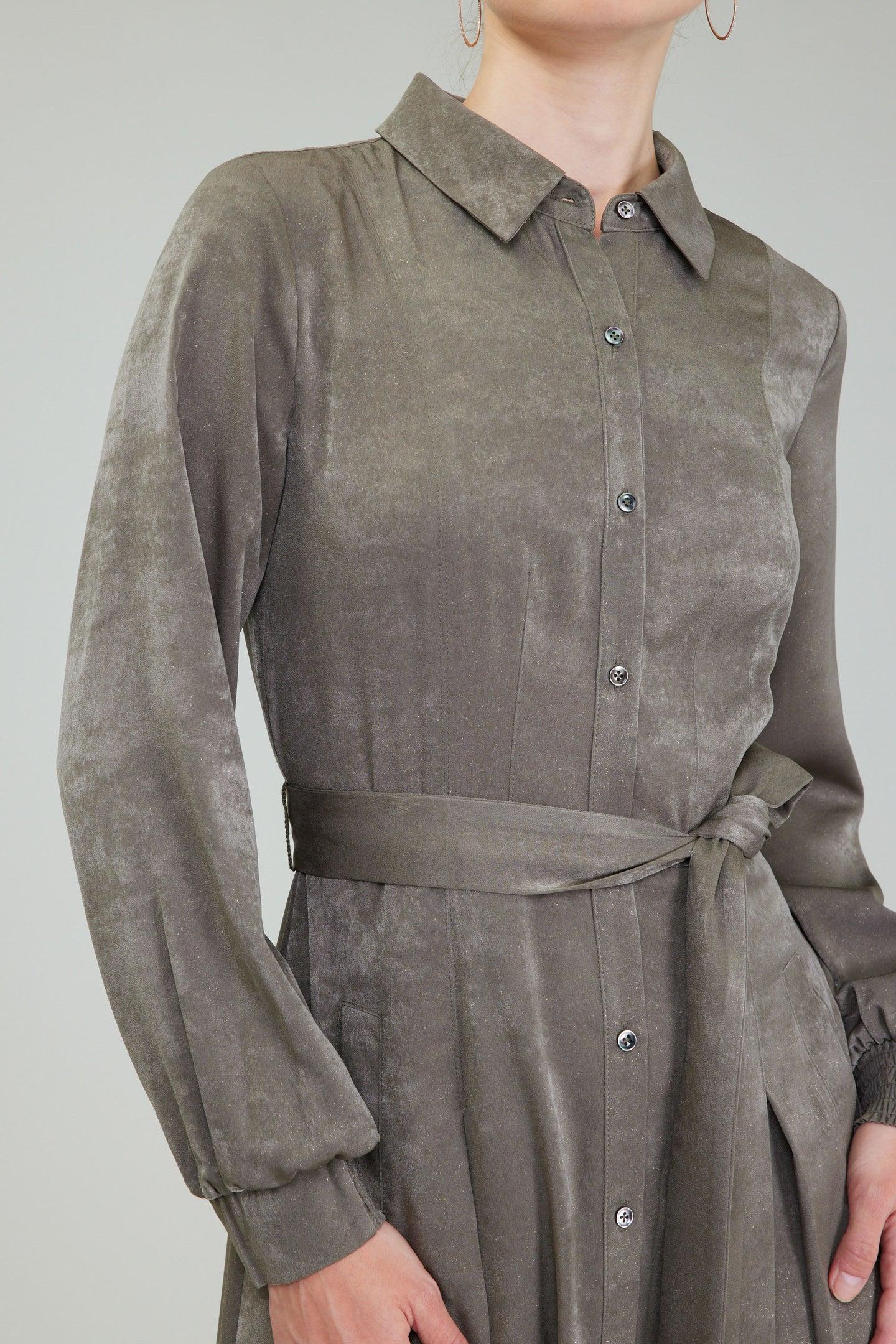 Shirt Dress with Smocked Cuffs Product Image