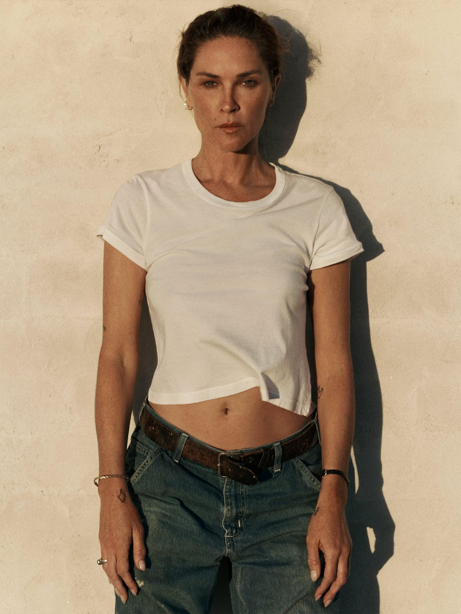 White Pima Boxy Crew Product Image