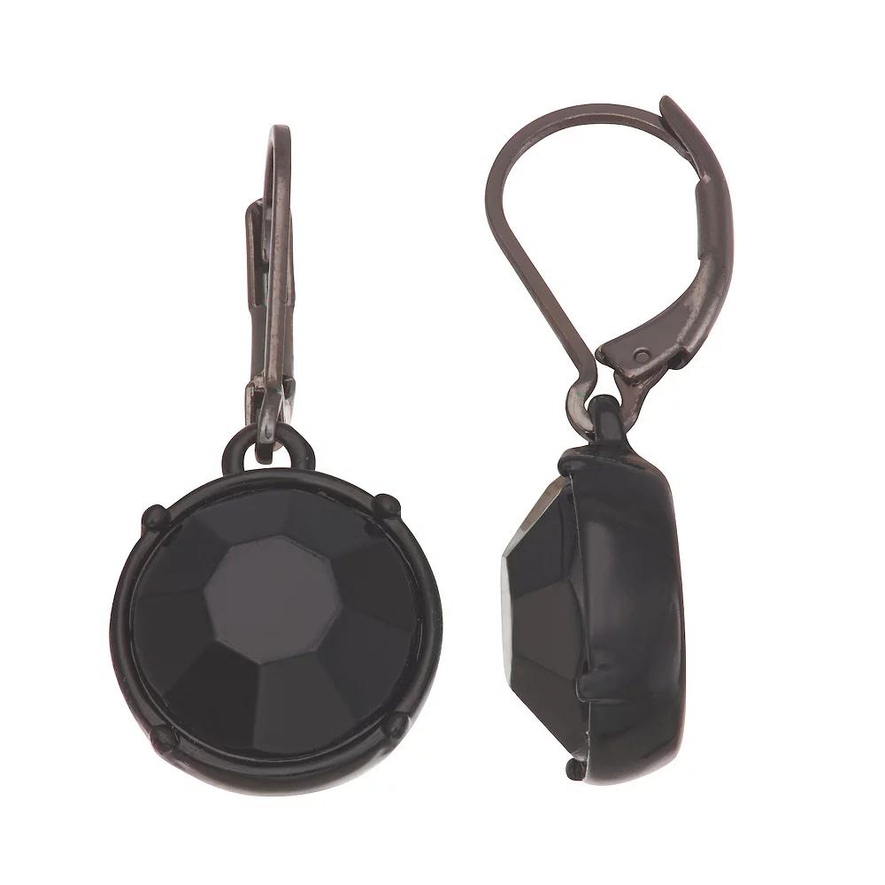 Simply Vera Vera Wang Jet Black Round Stone Drop Earrings, Women's Product Image