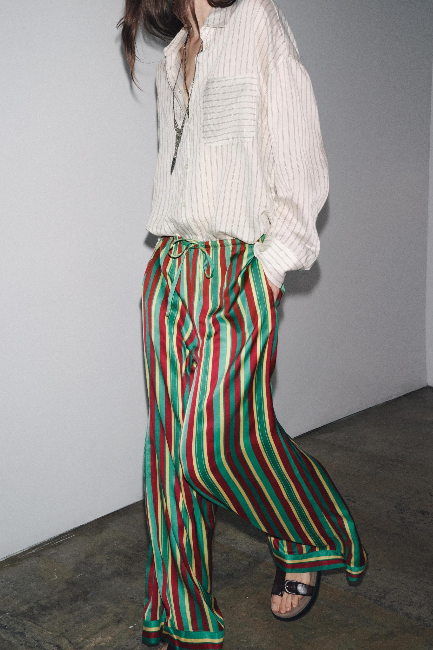 STRIPED PAJAMA PANTS ZW COLLECTION Product Image