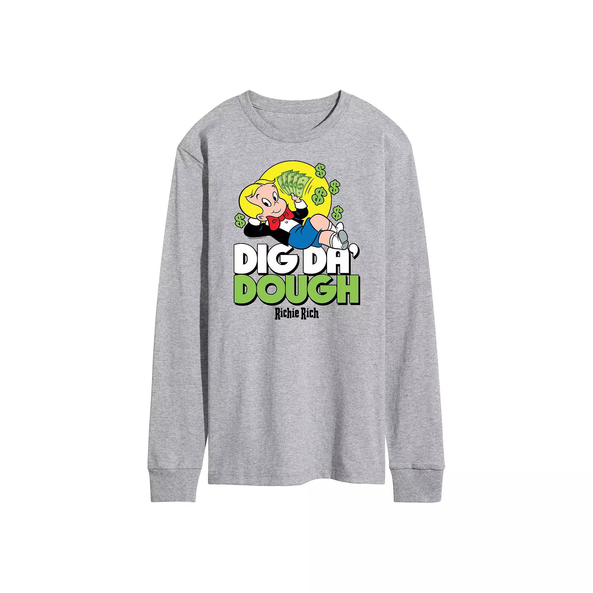 Men's Richie Rich Dig Da' Dough Long Sleeve Graphic Tee,  Product Image