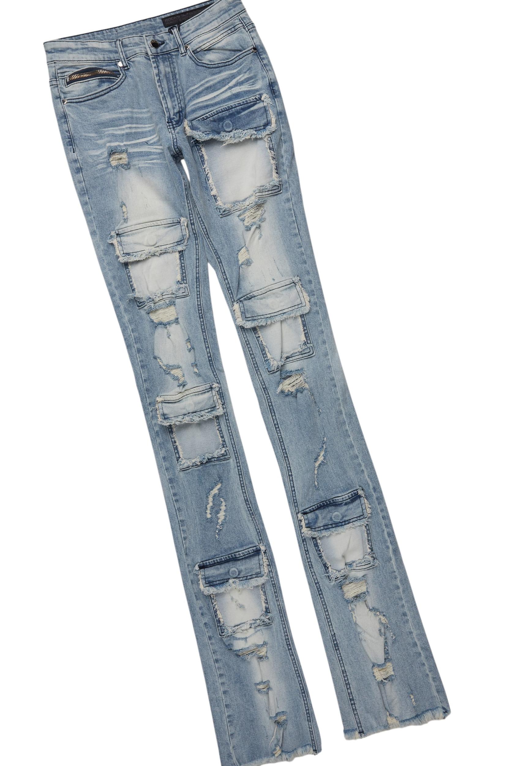 Bubble White/Blue T-Shirt/Super Stacked Flare Jean Bundle Male Product Image