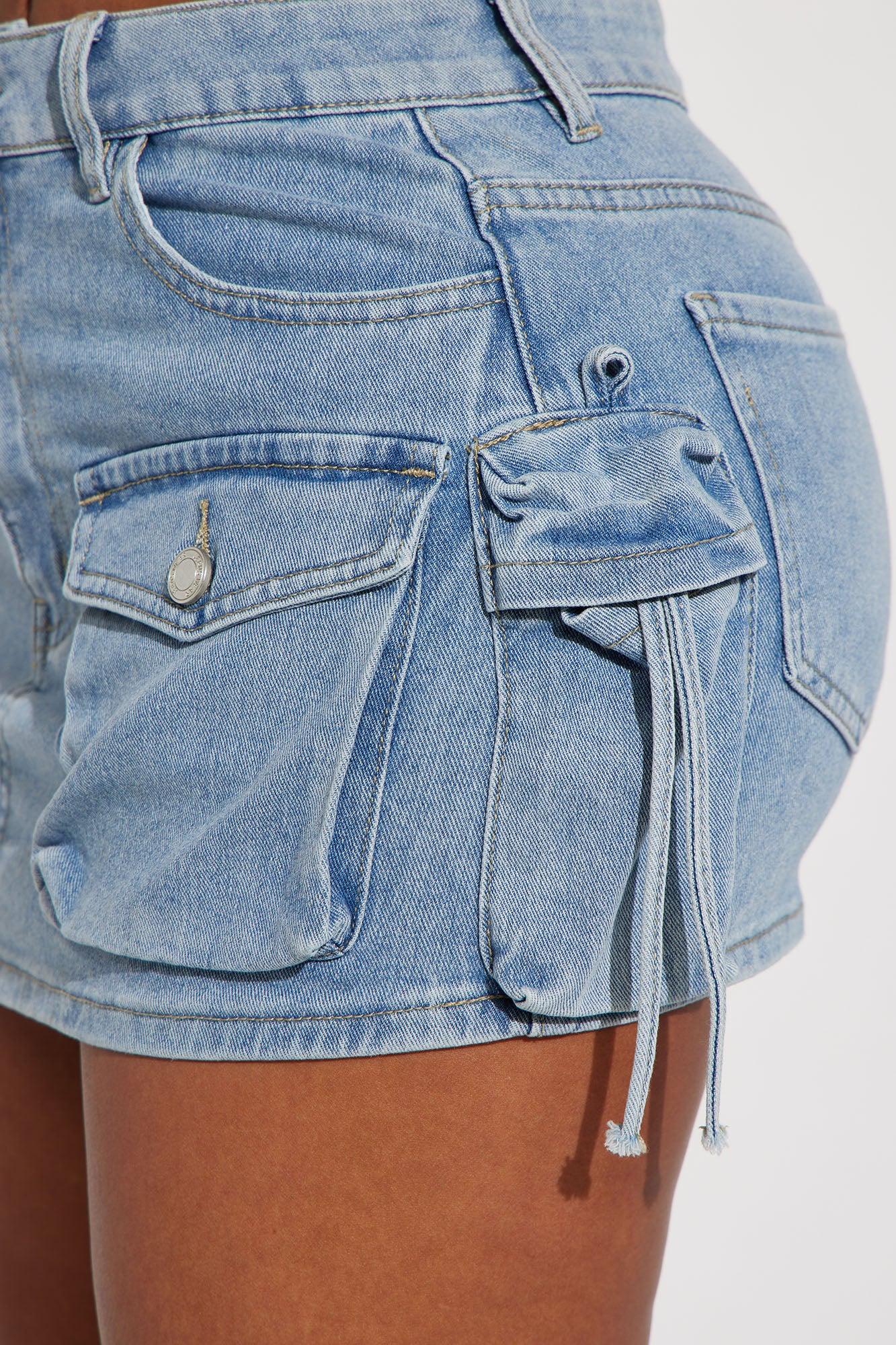Major Mood Denim Cargo Mini Skirt - Light Wash Product Image