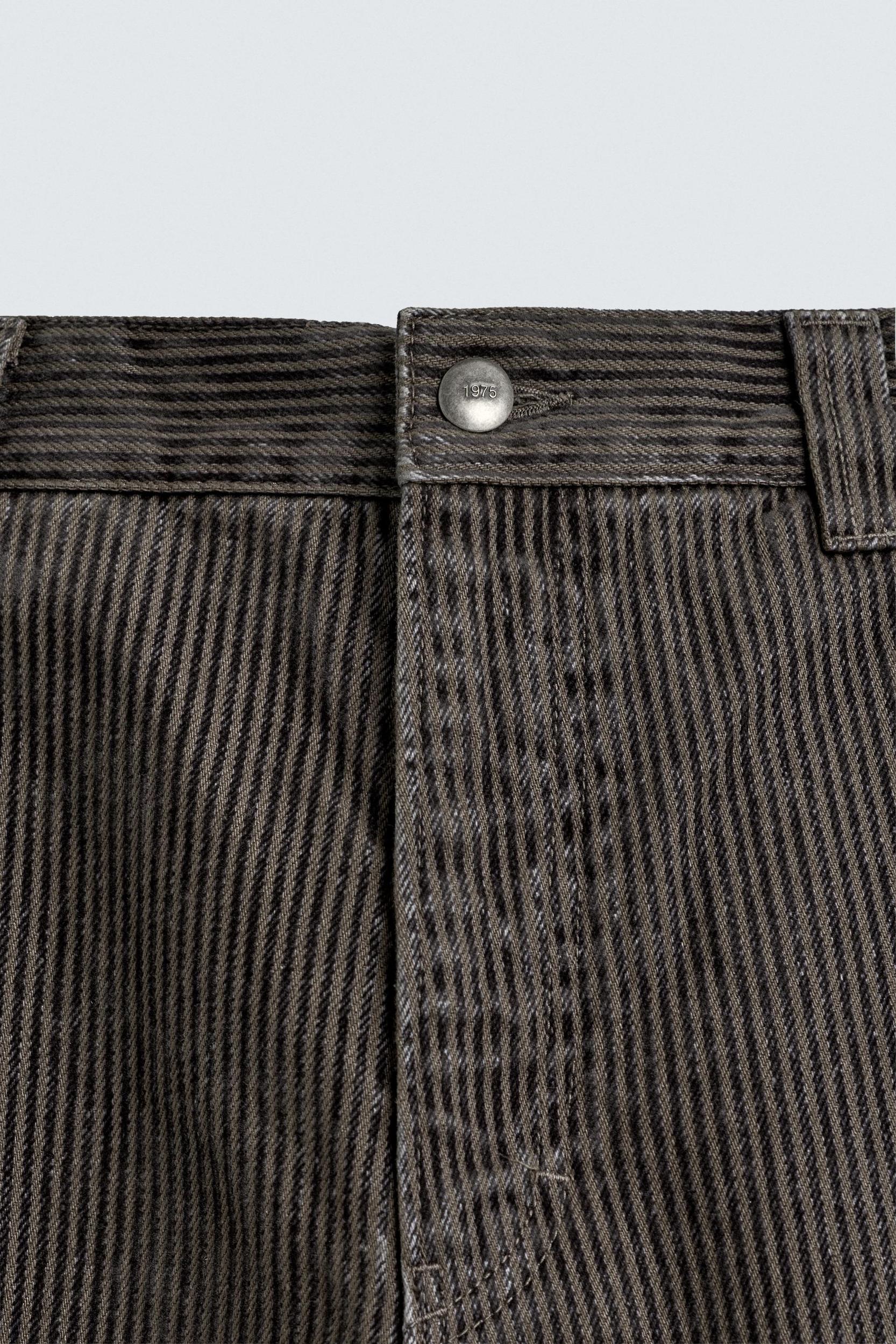 FLOCKED STRIPED RELAXED FIT PANTS Product Image