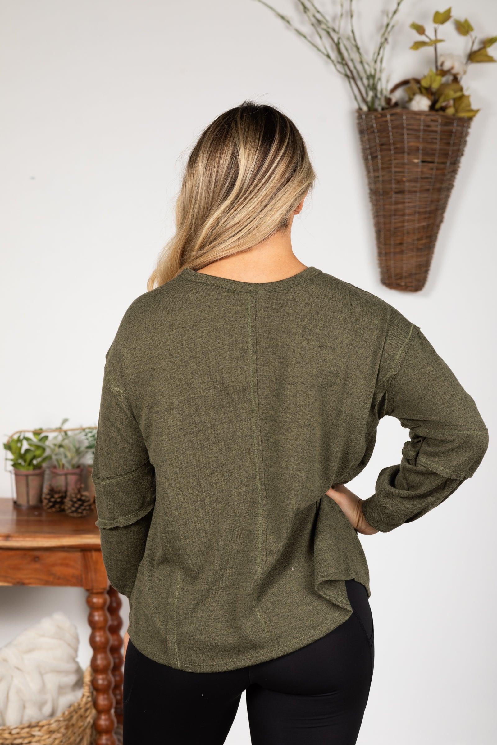 Solid Knit Long Sleeve With Exposed Seams Product Image