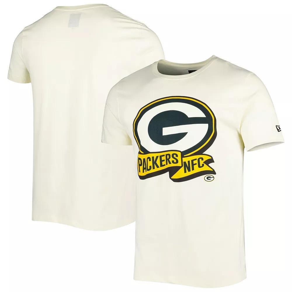 Men's New Era Cream Green Bay Packers Sideline Chrome T-Shirt, Size: Medium, Beige Product Image
