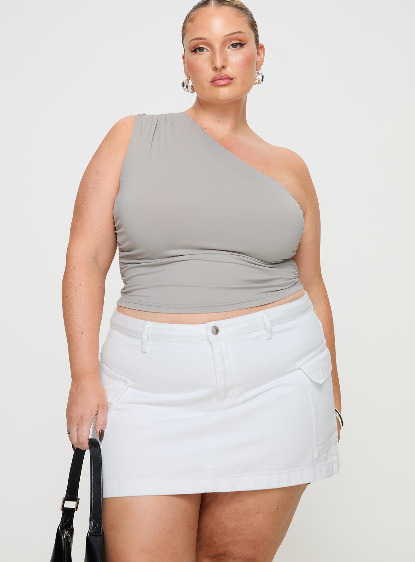 Zakai Cargo Denim Mini Skirt White Denim Curve Product Image