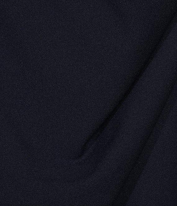 Belle by Badgley Mischka Cara Halter Neck Sleeveless Stretch Crepe Ruched Side Slit Sheath Gown Product Image