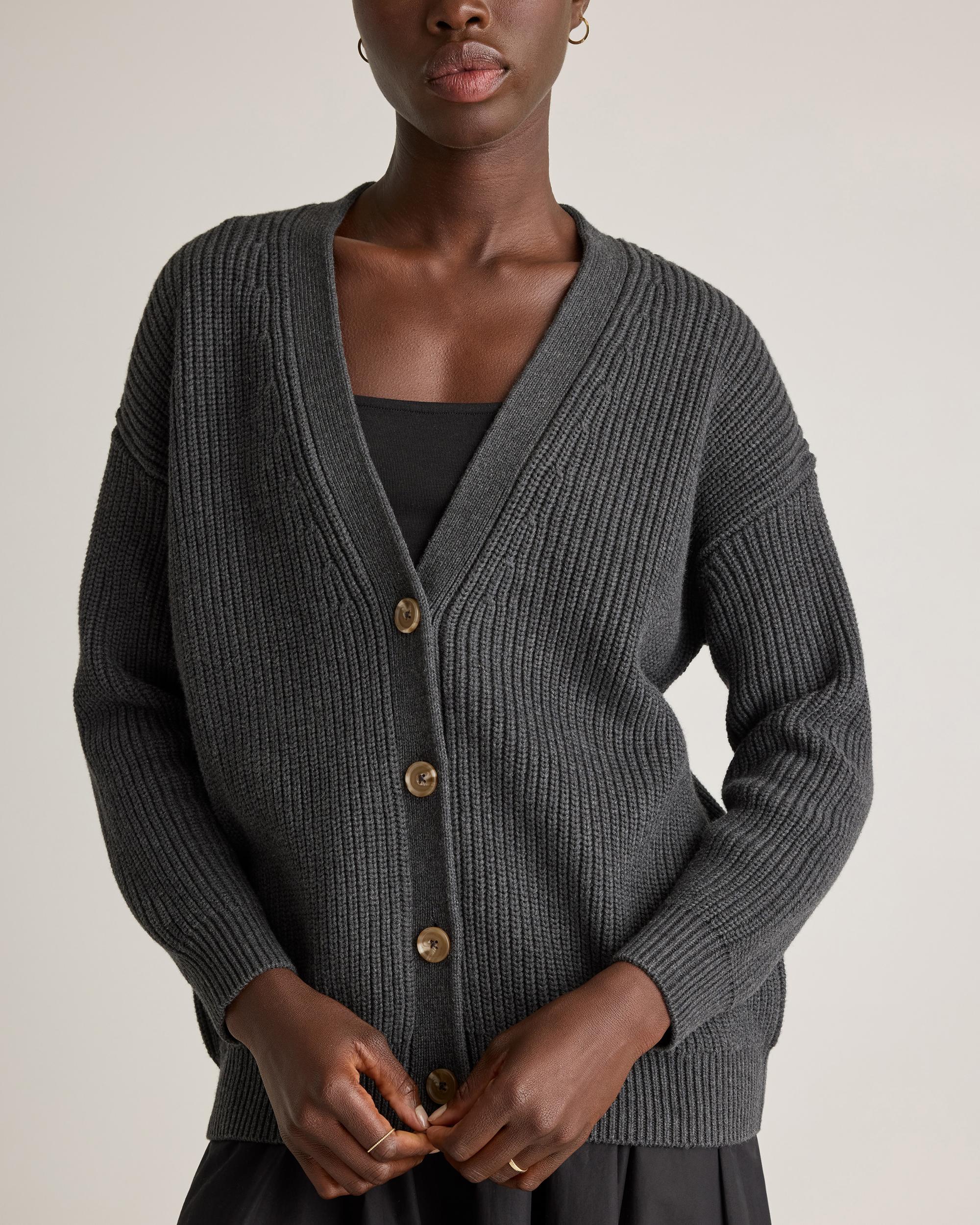 Quince | Women's Oversized Boyfriend Cardigan Sweater Size XS, Organic Cotton Product Image