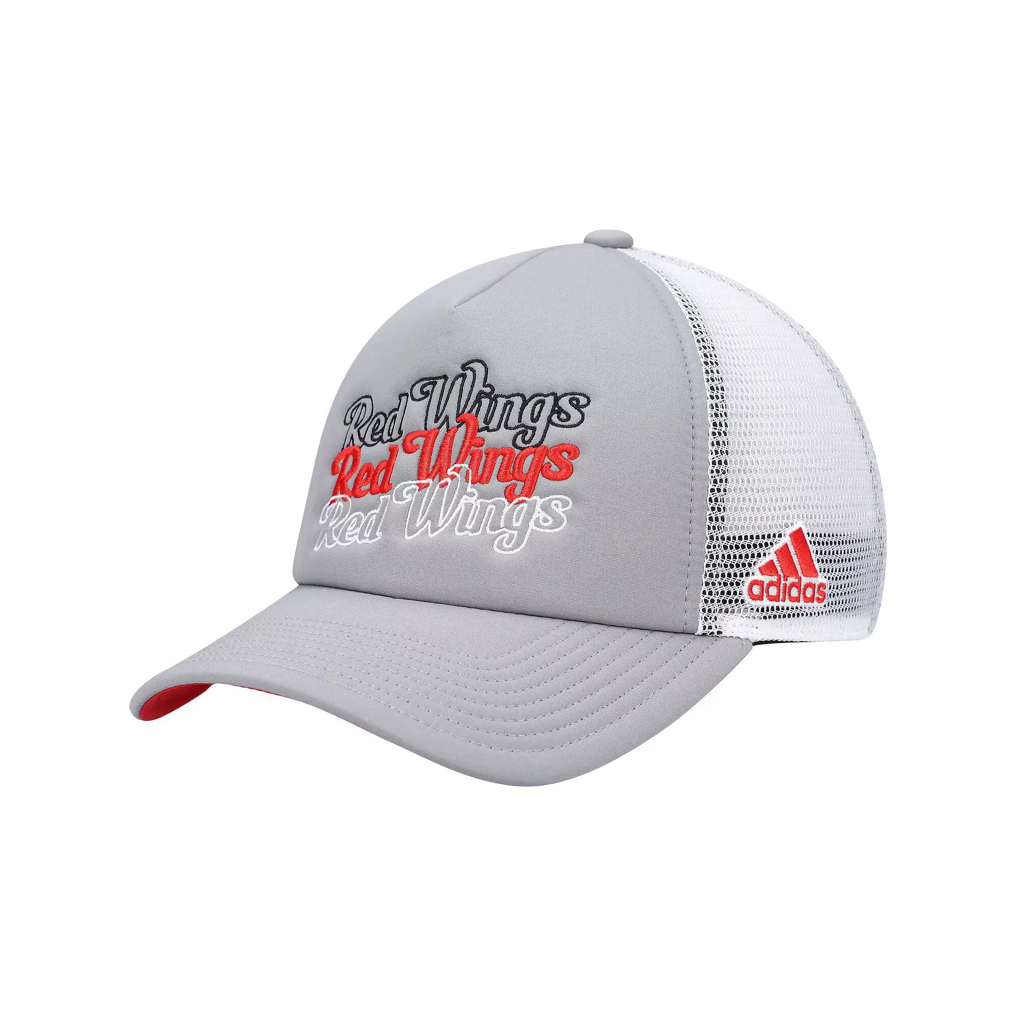 Women's adidas Gray/White Detroit Red Wings Foam Trucker Snapback Hat, Grey Product Image