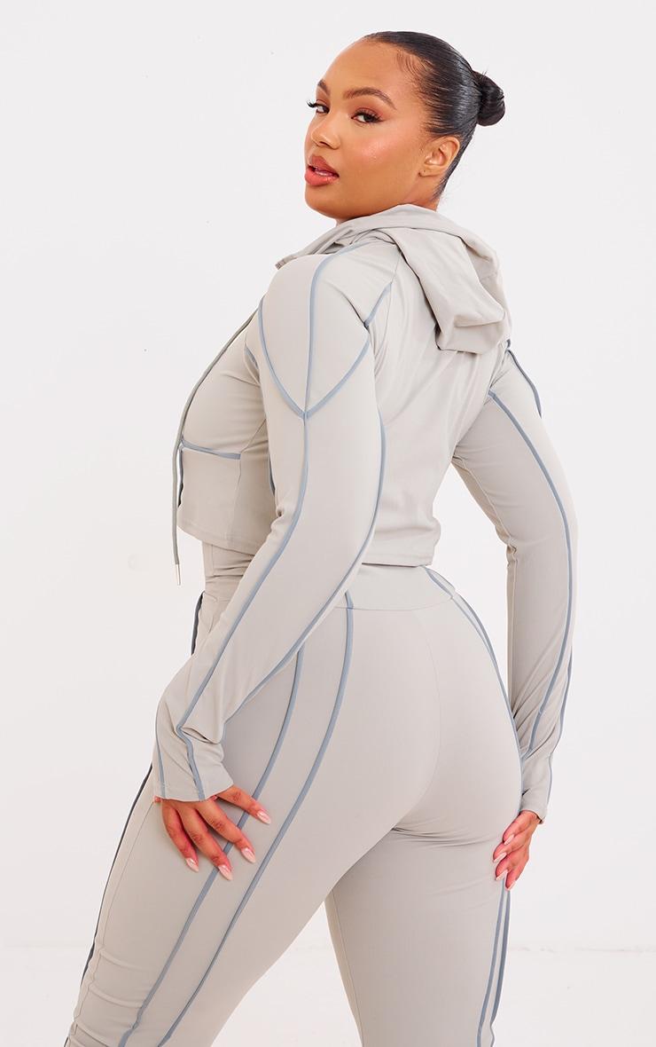 Plus Grey Sculpt Contrast Seam Crop Gym Jacket Product Image