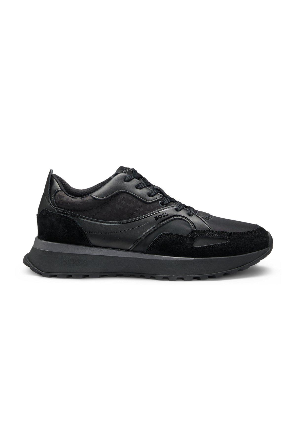 BOSS - Mixed-material trainers with mesh and leather - Black Product Image