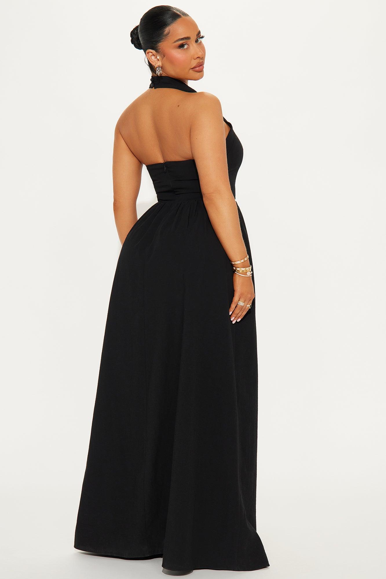 Brenda Halter Maxi Dress - Black Product Image