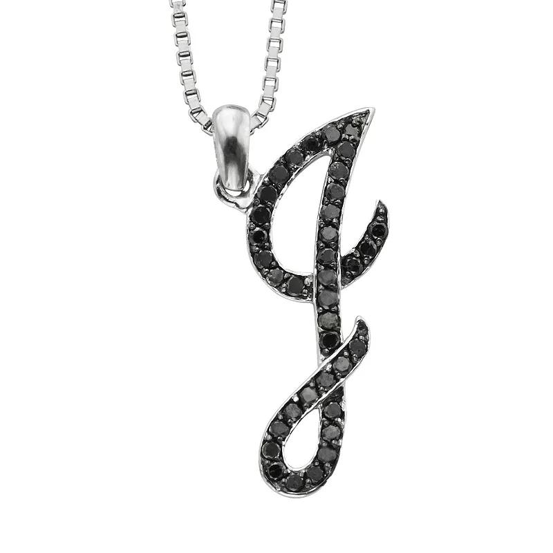 Jewelexcess Sterling Silver 1/4-ct. T.W. Black Diamond Initial Pendant, Women's,  Product Image