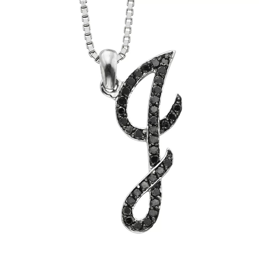 Jewelexcess Sterling Silver 1/4-ct. T.W. Black Diamond Initial Pendant, Women's,  Product Image