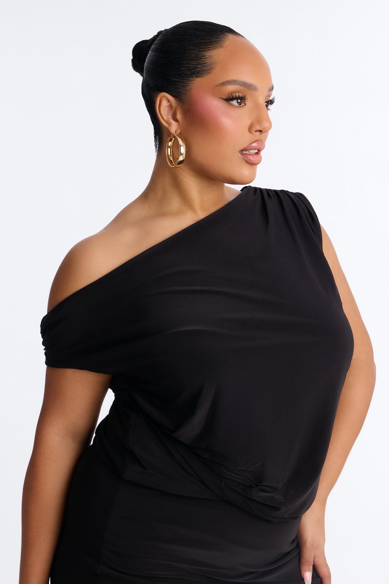 Elisandra Off Shoulder Midi Dress - Black Female Product Image