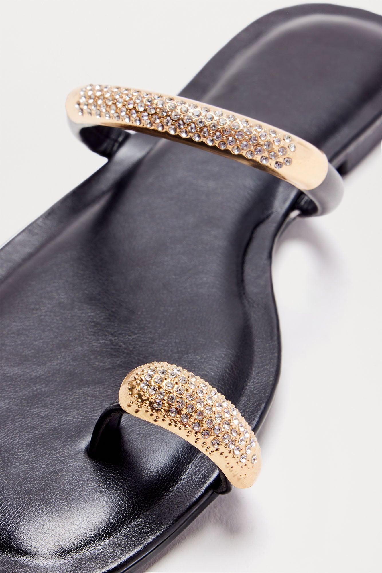 Leonie Rhinestone Sandals - Black Product Image