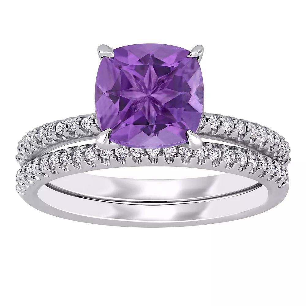 Stella Grace 14k White Gold Amethyst & 1/4 Carat. T.W. Diamond Engagement Ring Set, Women's, Size: 6, 14k Whgold Product Image