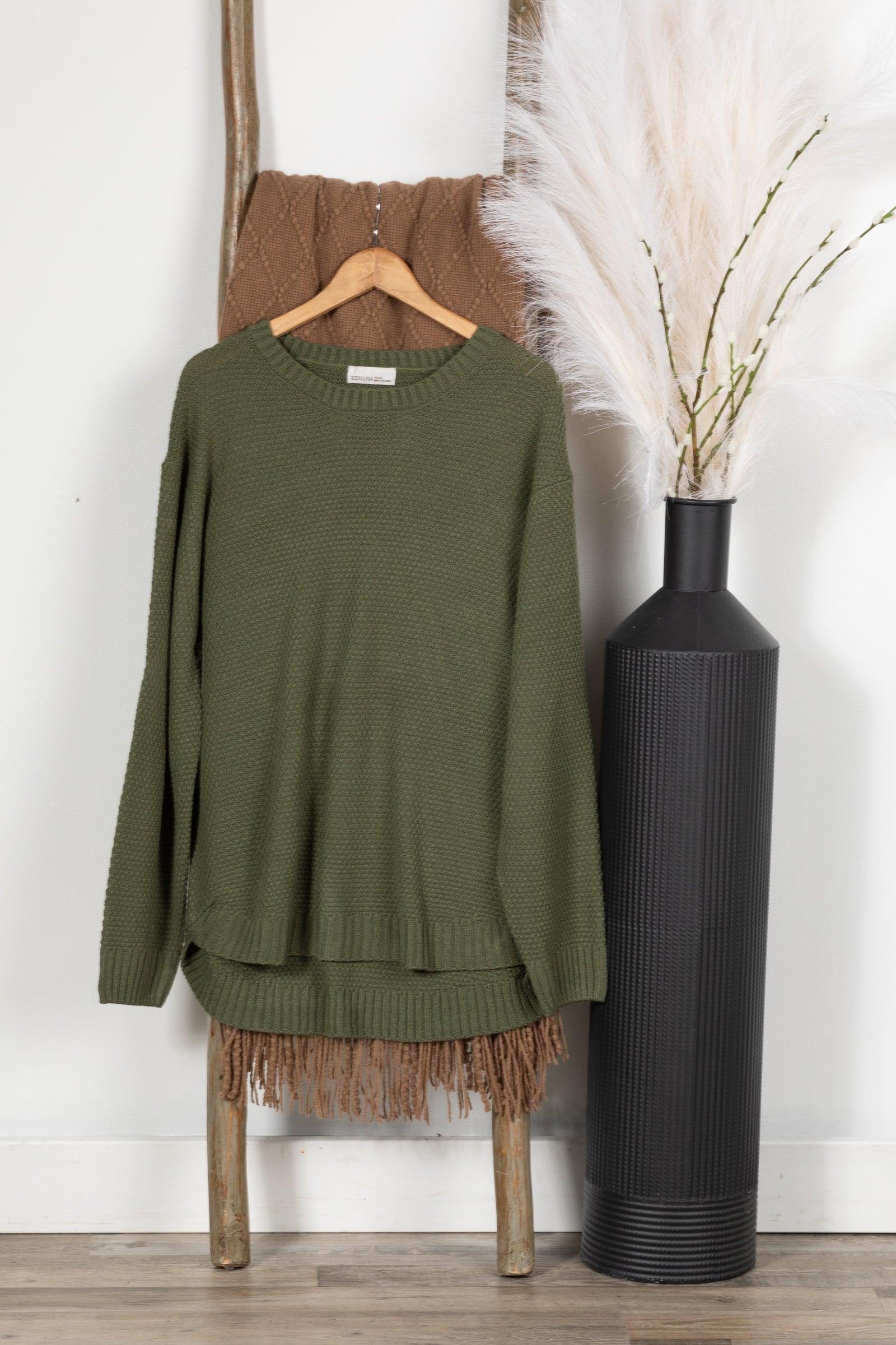 Waffle Round Neck Basic Sweater Product Image