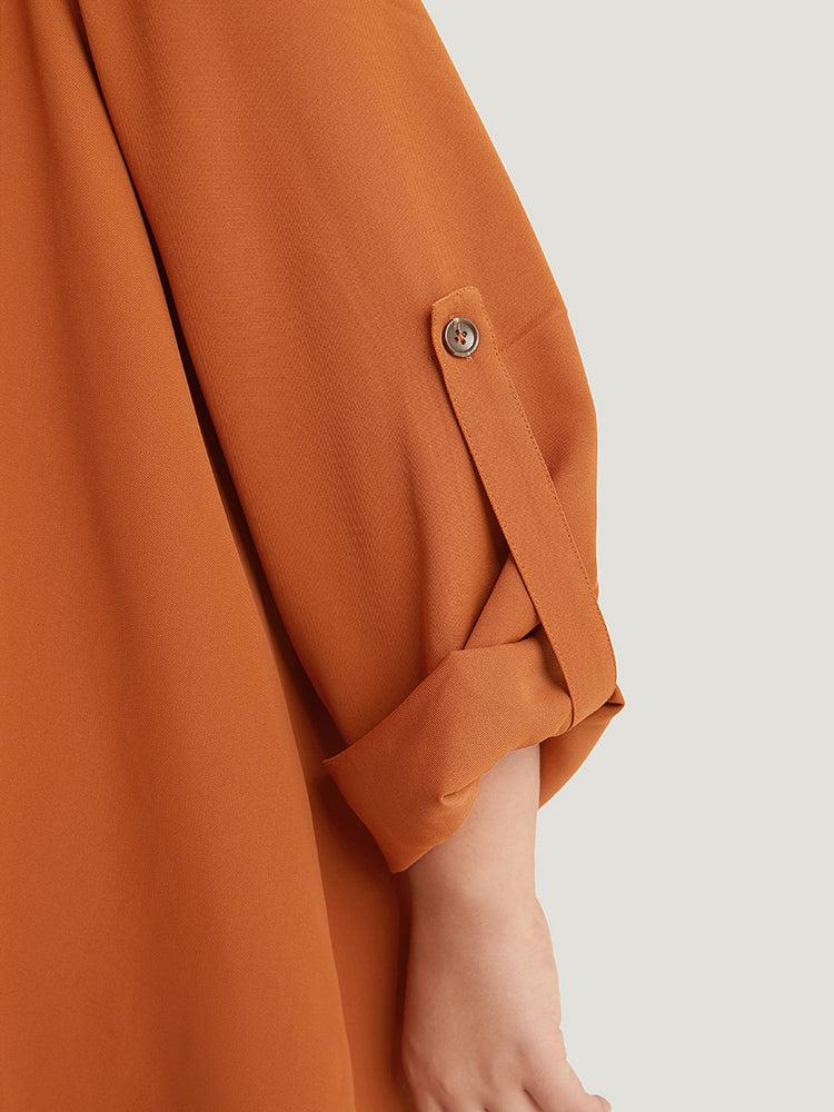 Plain Button Up Tab Sleeve High Low Hem Blazer Female Product Image