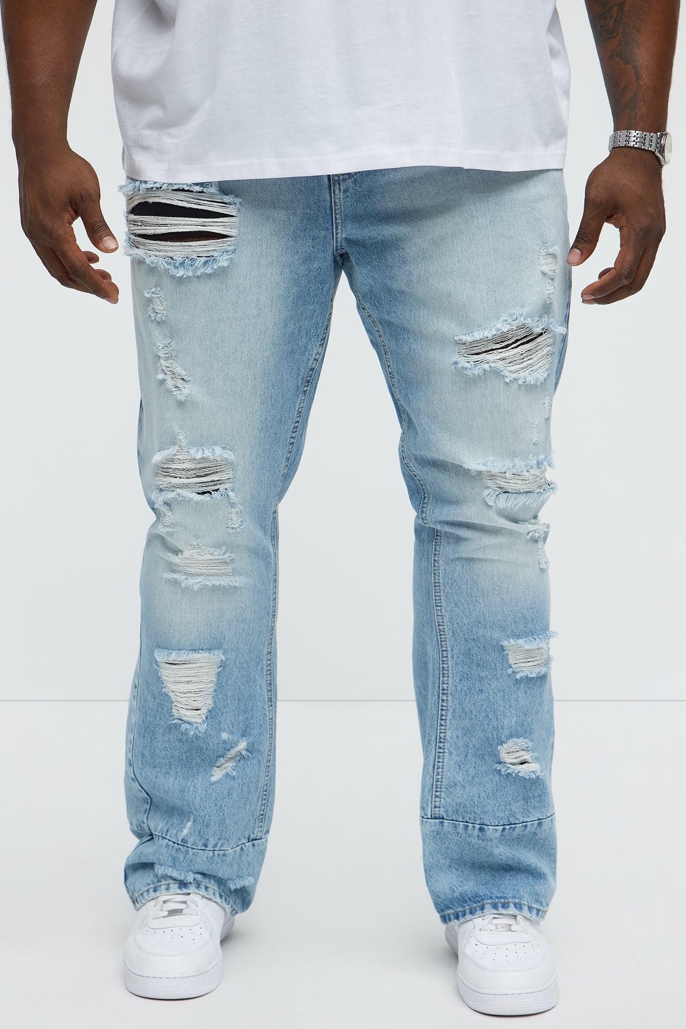 Might Go Ripped Stacked Slim Flare Jeans - Light Wash Product Image