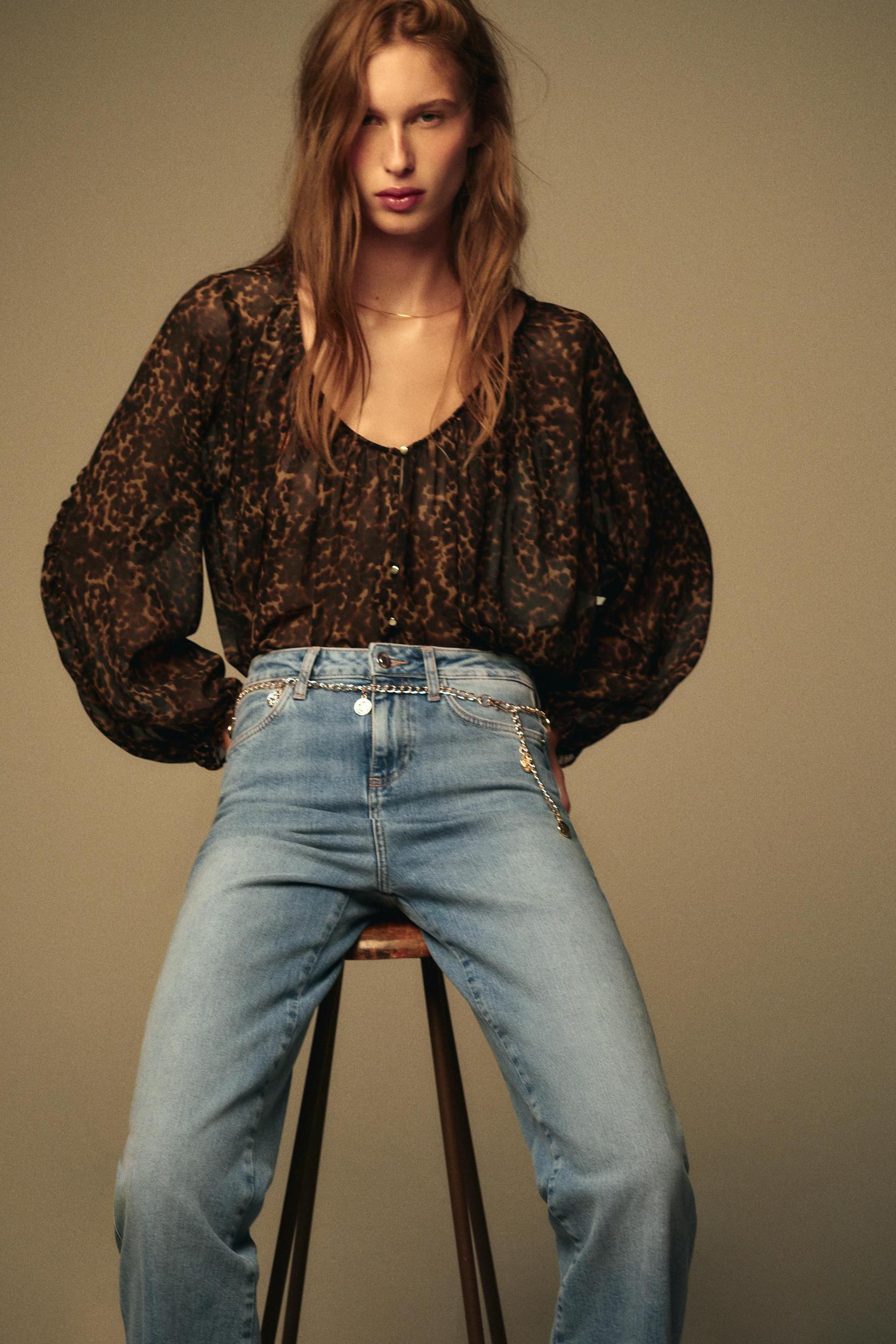 ANIMAL PRINT SEMI-SHEER BLOUSE Product Image