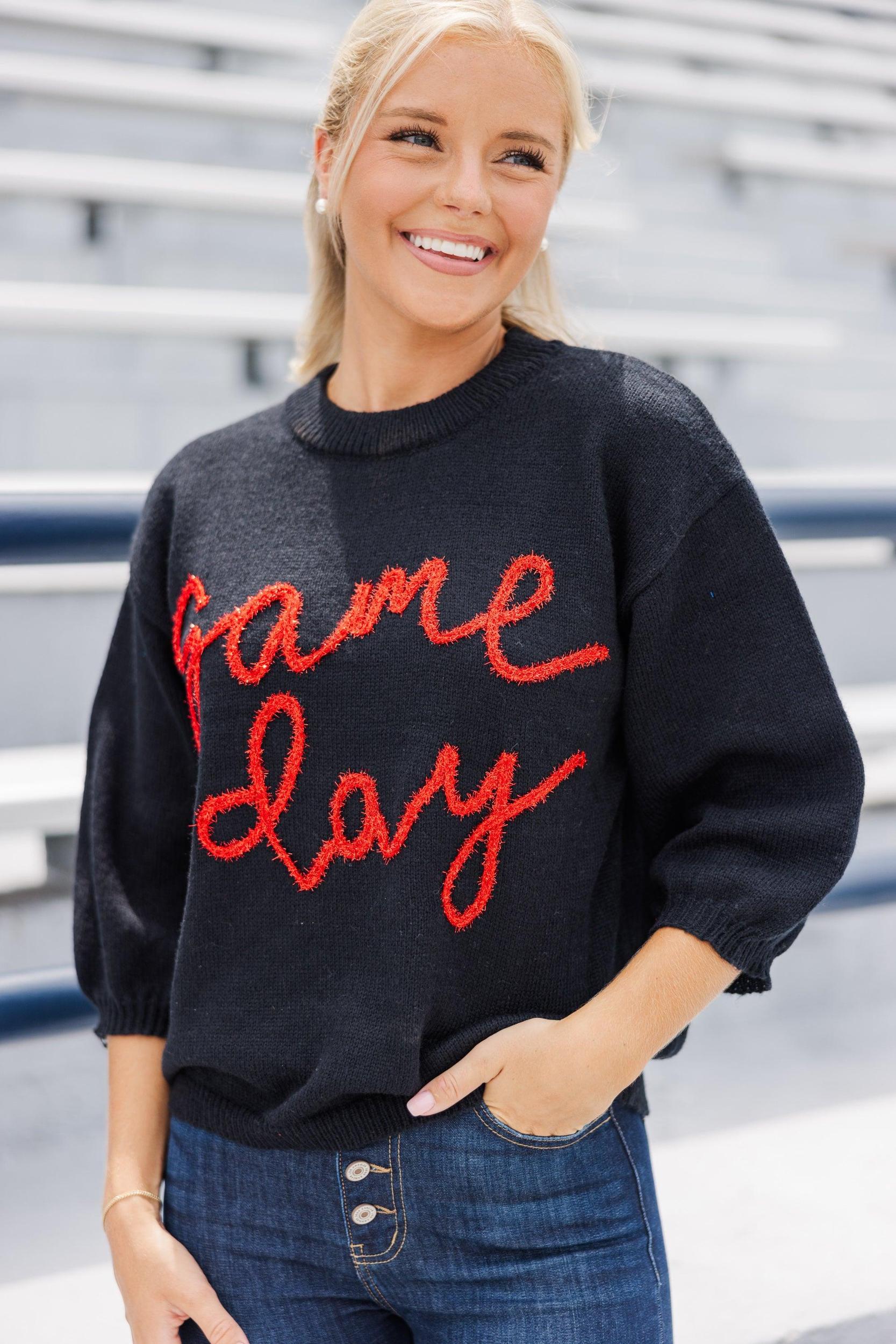To The Stadium Black Game Day Puff Sleeve Sweater Female Product Image