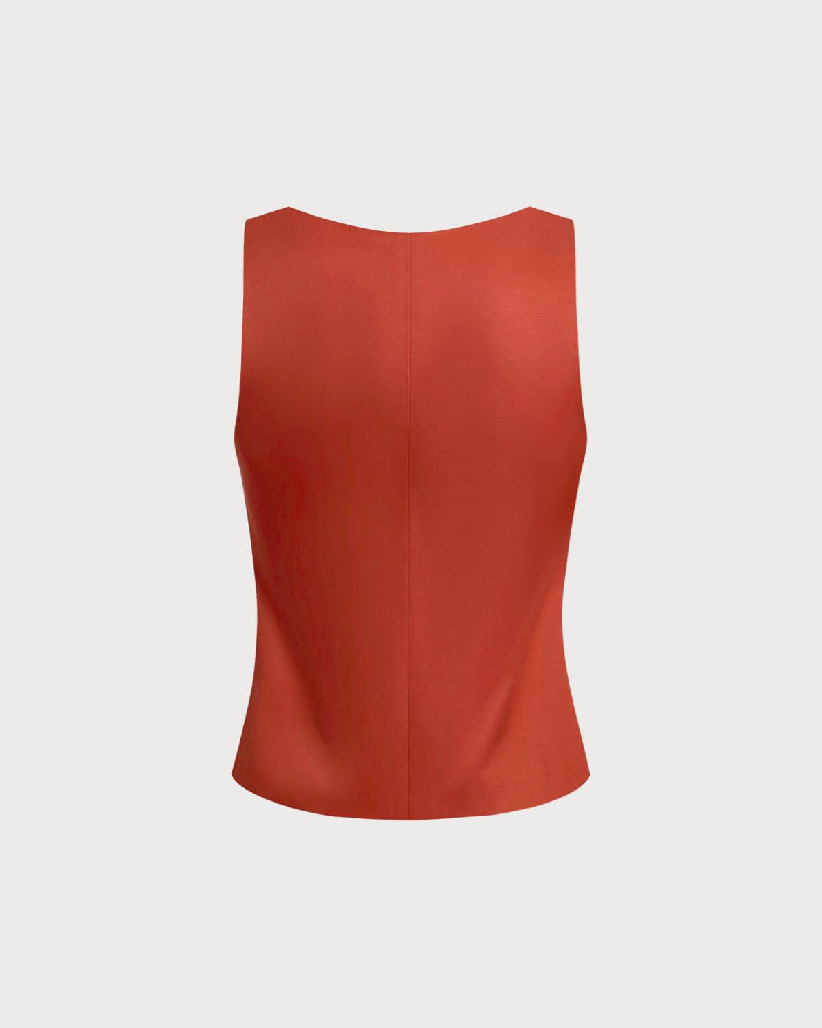 Red Square Neck Button Vest Product Image
