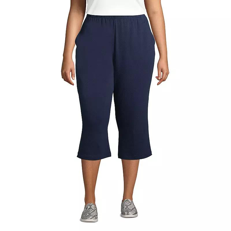 Plus Size Lands End Sport High Waist Pull-On Capri Pants, Womens Product Image
